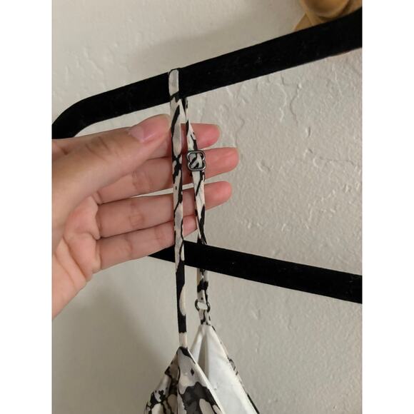 Likely Revolve Dress Women's 4 Mini Slip Black Cream Beak Print Layers V Neck - Picture 4 of 9